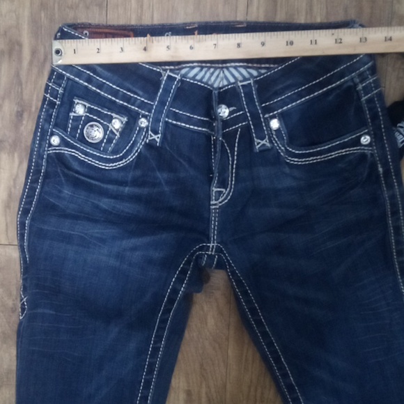 Rock Revival Women's 26 Bootcut Celine Bejeweled Faux Leather Flap Pockets NWOT - Picture 9 of 12